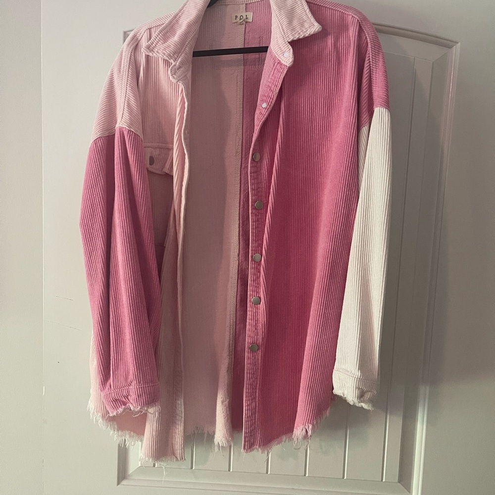 POL Pink and White Corduroy Shirt